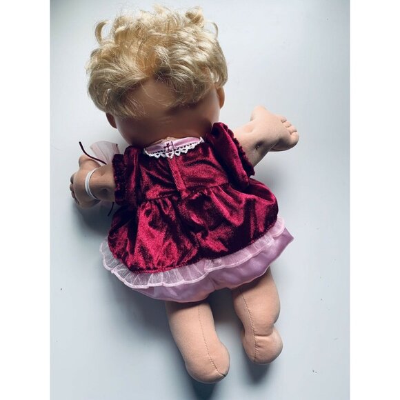Cabbage Patch Doll Blonde Blue Eyes 2005 Play Along Velvet Dress 14 in - Picture 12 of 12